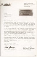 Brief von Atari an Armin Stürmer aus 1985. (Bild: Atari)