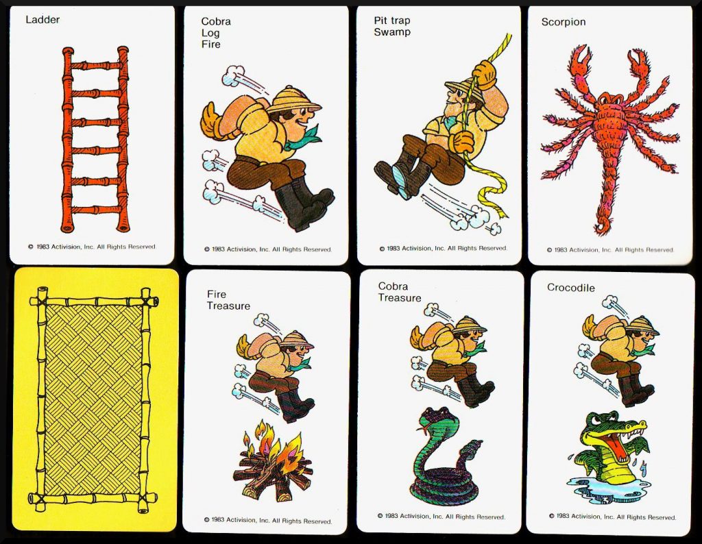 Die verschiedenen Karten des Pitfall!-Brettspiels sind liebevoll und detailliert illustriert. (Bild: MB)