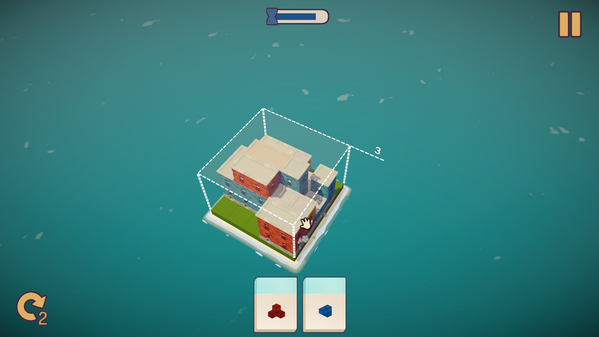 Bei "Square Stack" muss ein Quadrat mit Wohnblöcken gefüllt werden.