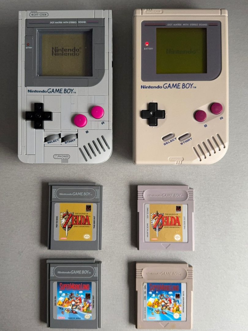 Ein Vergleich des Lego Game Boy plus beiden Spielen mit ihren Originalen
