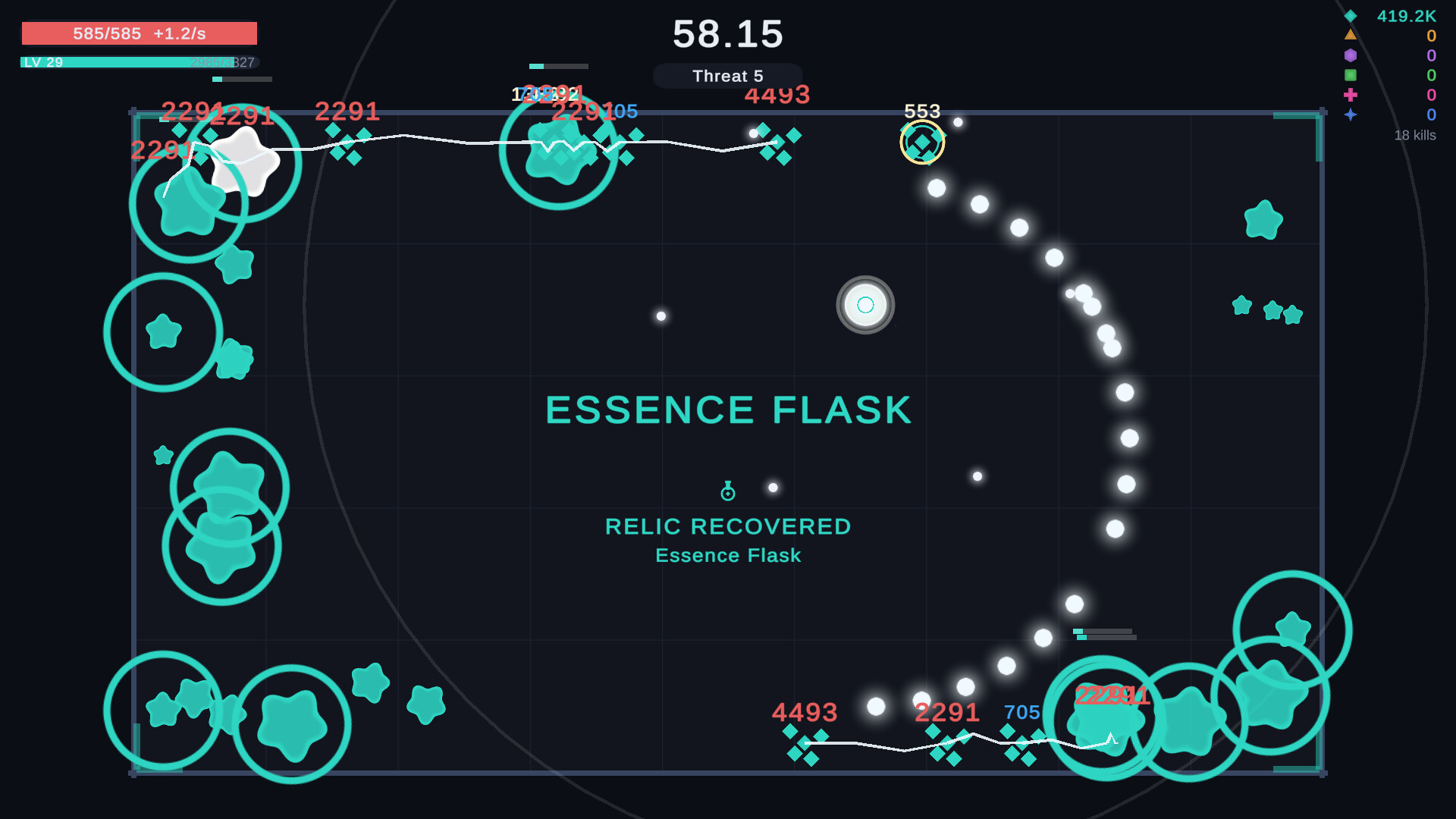 Essenzen und Relikte sorgen während der Runs für Fortschritt und bilden die Grundlage für die permanenten Verbesserungen zwischen den Durchläufen.